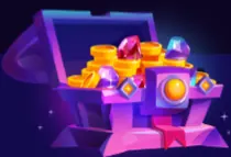 Purple mystery box with gems, Dazard loot box artwork