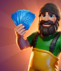 Man holding blue free spin tickets, Dazard promotion artwork