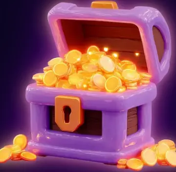 Treasure chest full of gold coins, artwork for the Dazard crypto bonus